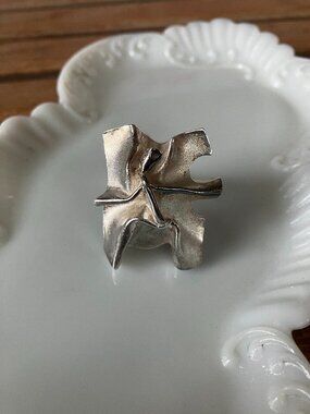 rare vintage 70s sterling silver abstract sculptural brutalist ring